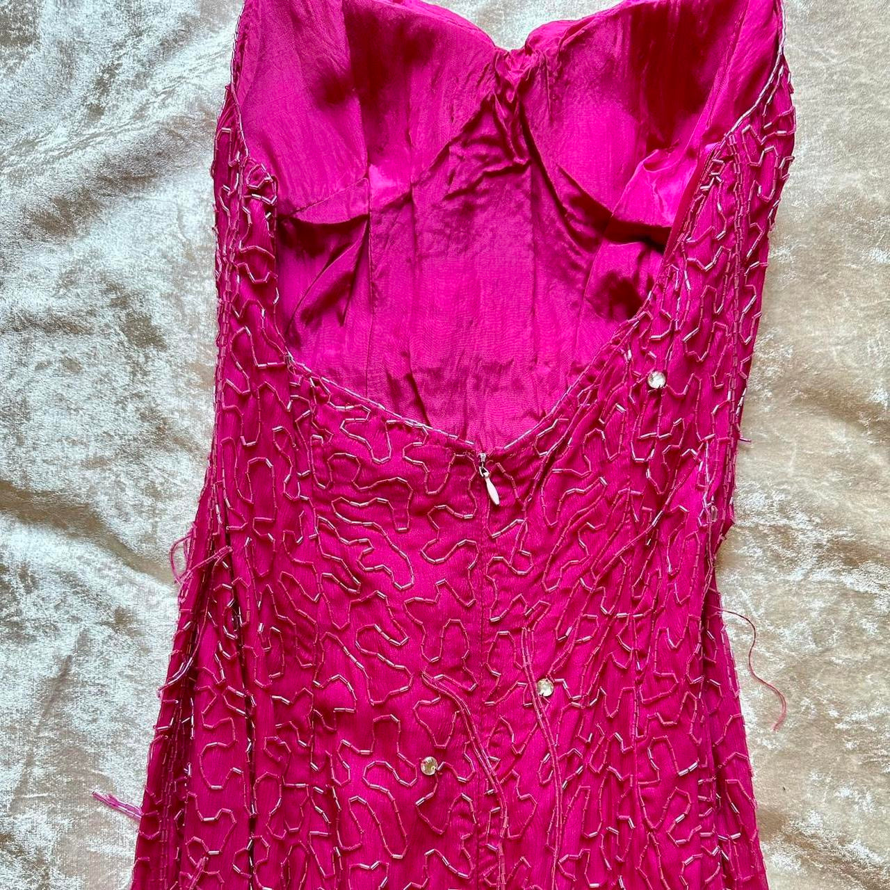 90s Silk Beaded Evening Dress