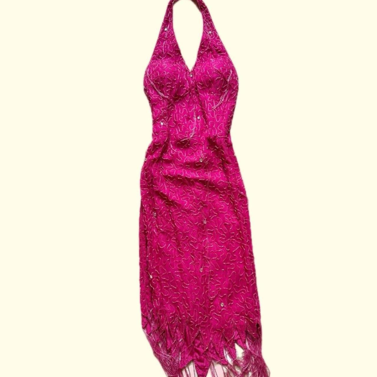 90s Silk Beaded Evening Dress