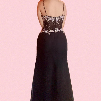 Black Beaded Embellished Vintage Prom Dress