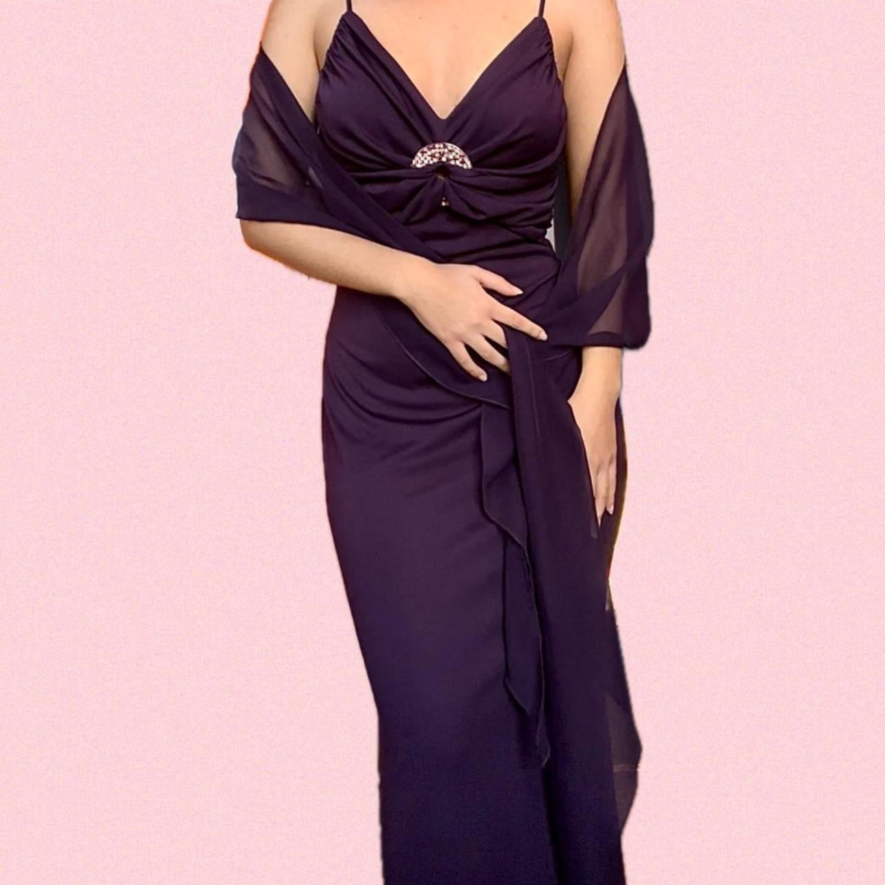 Dark Purple Jewelled Evening Dress