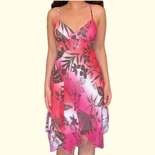 Beaded Tropical Y2K Dress