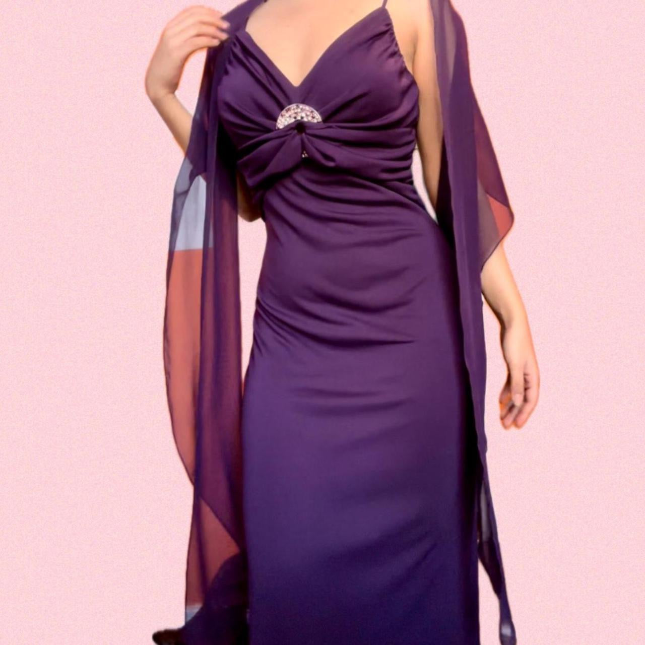 Dark Purple Jewelled Evening Dress