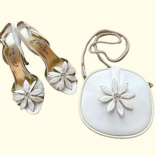 Vintage 60s Floral Sandals and Matching Bag