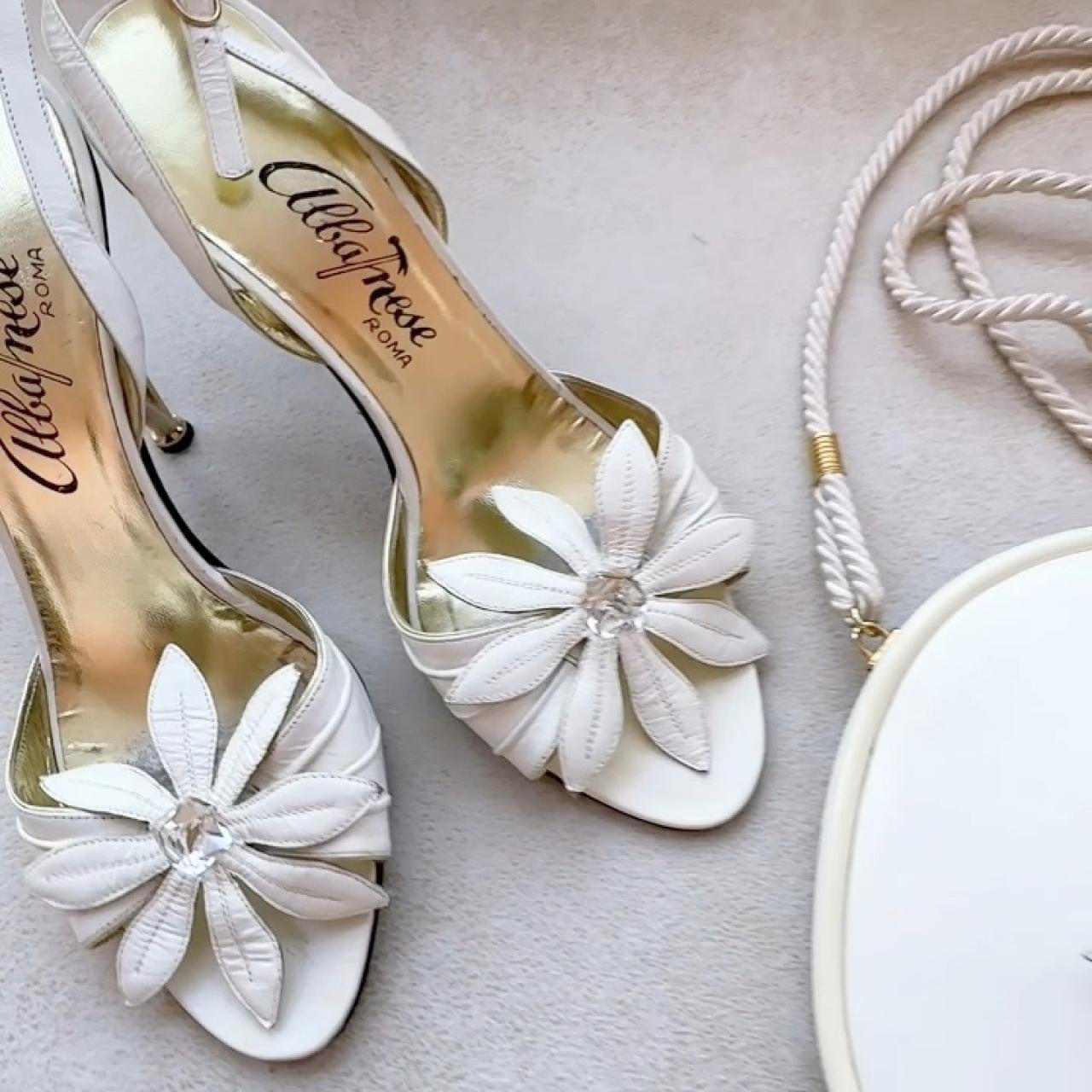Vintage 60s Floral Sandals and Matching Bag